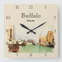 Relógio Quadrado Vintage Buffalo NY Harbor Custom Square Wall Clock