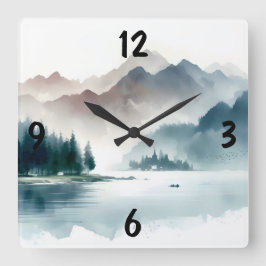 Relógio Quadrado Vintage cena de inverno