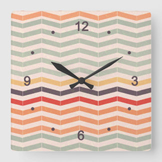 Relógio Quadrado Vintage Chevron Zigzag Stripes