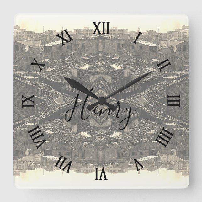 Relógio Quadrado Vintage China Canton city (Frente)