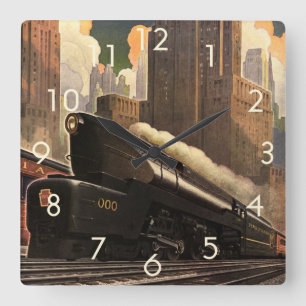 Relógio Quadrado Vintage City, T1 Comboio Duplex em Caminhos de Fer