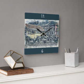 Relógio Quadrado Vintage Classic Car Wall Clock