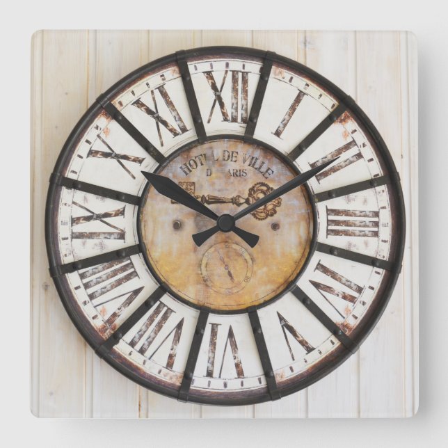 Relógio Quadrado VINTAGE CLOCK | numeração romana (Frente)