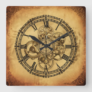 Relógio Quadrado Vintage Clockwork