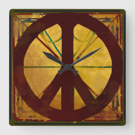 Relógio Quadrado Vintage Codex Peace Sign Wall Clock
