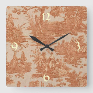 Relógio Quadrado Vintage Country Toile Wall Clock
