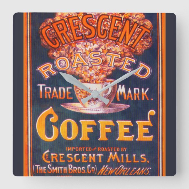 Relógio Quadrado Vintage Crescent Coffee Ad Poster (Frente)