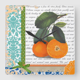 Relógio Quadrado Vintage Florida Orange Fruta clock da cozinha