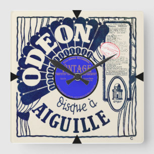 Relógio Quadrado Vintage French Record Cobrir Wall Clock