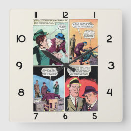 Relógio Quadrado Vintage Gangster História em quadrinhos Mob Boss B