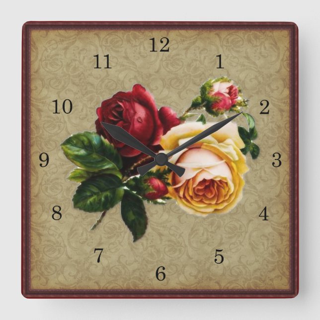 Relógio Quadrado Vintage Gothic Rosa (Frente)