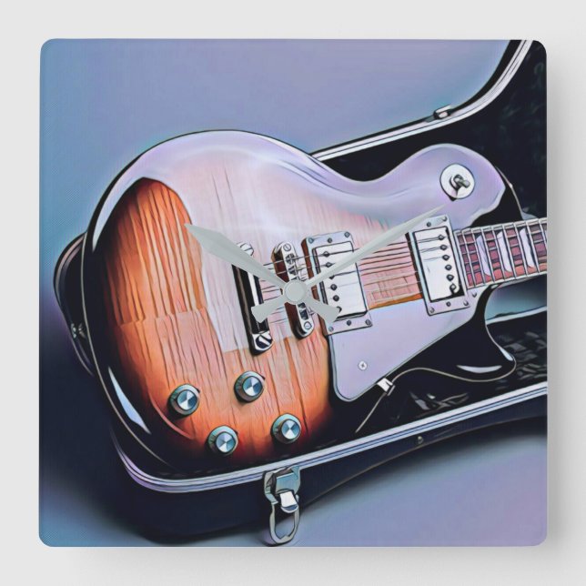 Relógio Quadrado Vintage guitarist birthday gift (Frente)