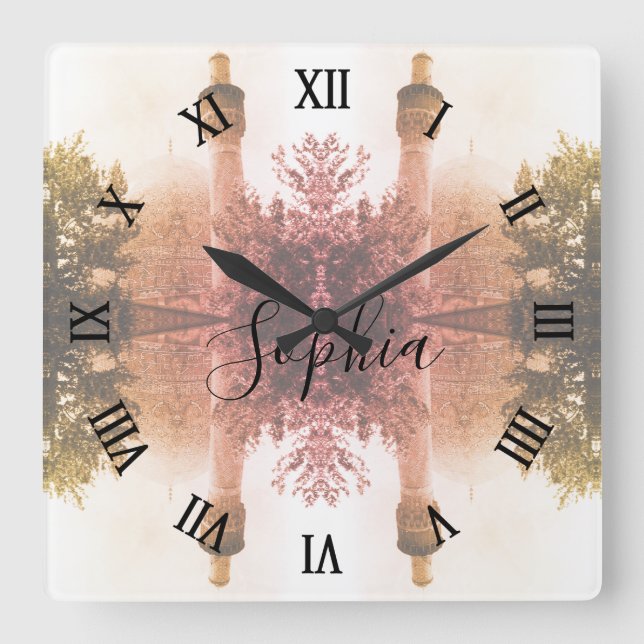 Relógio Quadrado Vintage Iran Isfahan royal mosque (Frente)