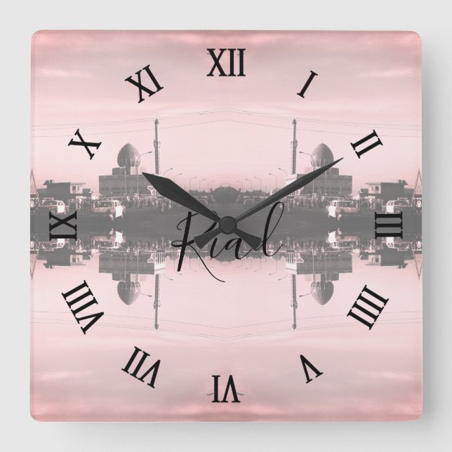 Relógio Quadrado Vintage Iraq Baghdad Buniya Mosque (Frente)