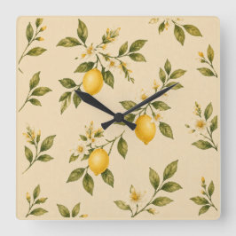 Relógio Quadrado Vintage Lemon Blossom Wall Clock