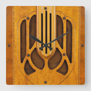 Relógio Quadrado Vintage Radio Design Wall Clock