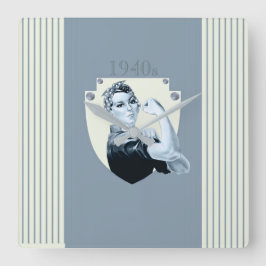 Relógio Quadrado Vintage retro patriótica tempos de guerra de 1940