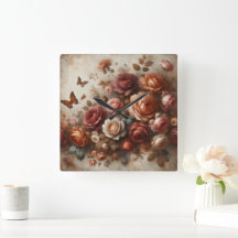 Vintage Rosas com borboletas