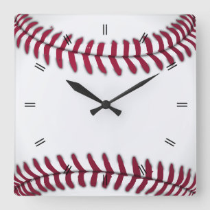 Relógio Quadrado Vintage Rustic Country Baseball Decor