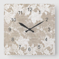Vintage rustic country beige burlap e white lace