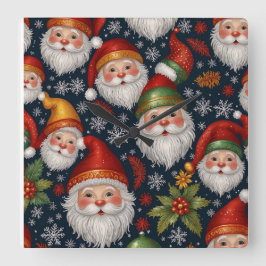 Relógio Quadrado Vintage Santa Claus Christmas Collection