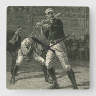 Relógio Quadrado Vintage Sports, Jogadores de Baseball por Thulstru