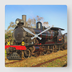 Relógio Quadrado Vintage Steam Train Wall Clock