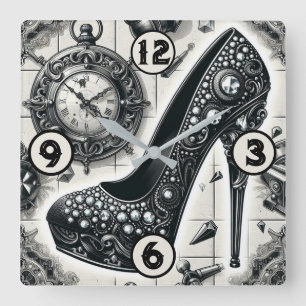 Relógio Quadrado Vintage Steampunk Style Stiletto