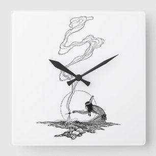 Relógio Quadrado Vintage West, indiano em sua solidão pelo NC Wyet