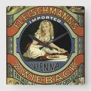 Relógio Quadrado Vintage Zwieback Advertisement