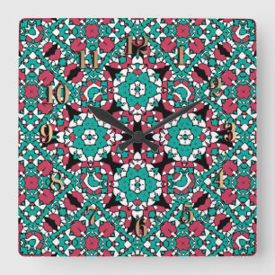 Relógio Quadrado Vintagem arábica arábica decorativa sem costura