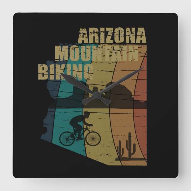 Relógio Quadrado Vintagem de bicicleta de montanha da arizona (Frente)