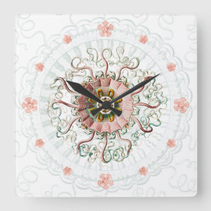 Relógio Quadrado Vintagem marinha de águas-vivas do capacete