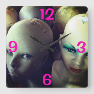 RELÓGIO QUADRADO VINTAGENS MULHERES MANNEQUINA FACES CABEÇAS