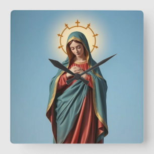 Relógio Quadrado Virgem Abençoada Mary Clock