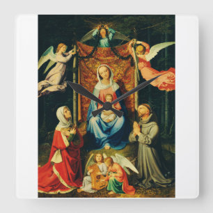 Relógio Quadrado Virgem com Menino, Sta. Adelheid e S. Francisco
