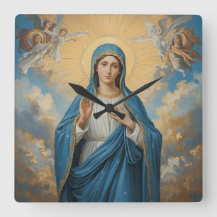 Relógio Quadrado Virgem Maria celestial orando