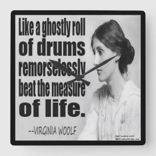 Relógio Quadrado Virginia Woolf Ghosted Roll Cote de Parede