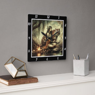 Relógio Quadrado Visões nativas: Tiger's Eyes Mountain's Mist