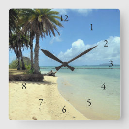 Relógio Quadrado Vista para o mar cénico havaiana