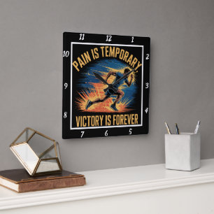 Relógio Quadrado Vitória Temporária de Dor para sempre