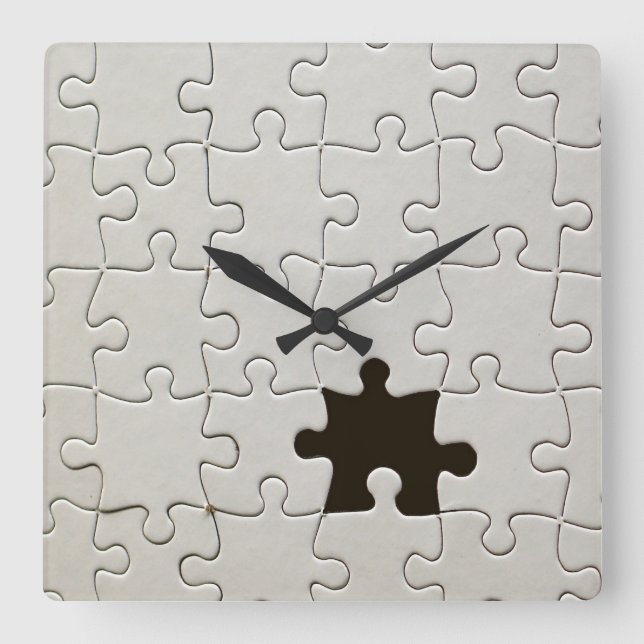Relógio Quadrado Você Me Completa Jigsaw Romântico Preto e Branco (Frente)