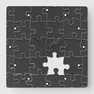 Relógio Quadrado Você Me Completa Jigsaw Romântico Preto e Branco