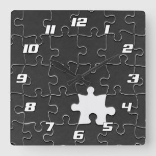 Relógio Quadrado Você Me Completa Jigsaw Romântico Preto e Branco