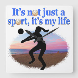 RELÓGIO QUADRADO VOLLEYBALL INSPIRACIONAL É O MEU DESIGN DE VIDA