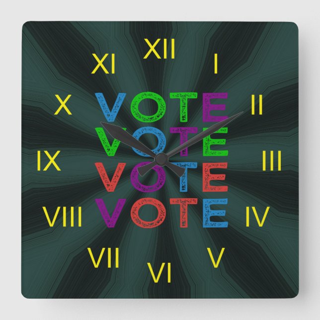 Relógio Quadrado VOTAÇÃO multicolorida (Frente)