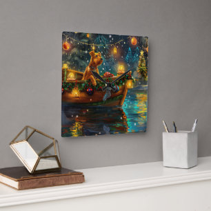 Relógio Quadrado Voyage festiva no Natal Airedale