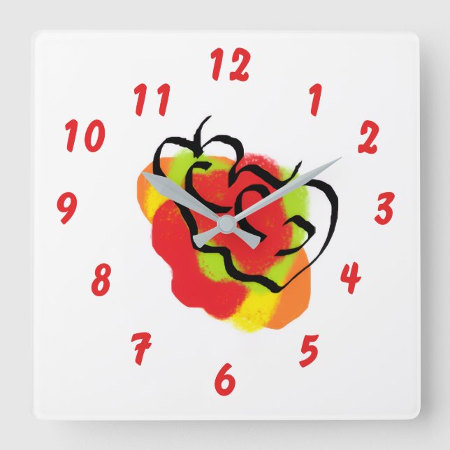 Relógio Quadrado Wall Clock : Apple Fresh (Frente)
