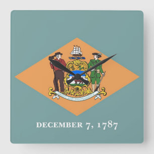 Relógio Quadrado Wall Clock com a bandeira de Delaware, EUA
