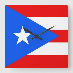 Relógio Quadrado Wall Clock com a bandeira de Porto Rico, EUA